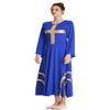 HIHCBF Women Praise Dance Cross Robe Bell Sleeve Worship Dresses Metallic Ruffles Wide Swing Liturgical Lyrical Costume Royal Blue XL view 2