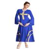 HIHCBF Women Praise Dance Cross Robe Bell Sleeve Worship Dresses Metallic Ruffles Wide Swing Liturgical Lyrical Costume Royal Blue XL view 4