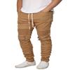 URBANJ Men's Slim Fit Biker Jogger Pants with Shirring Detail S-5XL (S, Wheat) view 1