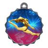 2-1/4 Inch Die-Cast Metal Award Medallion with Antique Silver Finish and Attached 2 Inch Full Color Laminated Sport Insert. view 1
