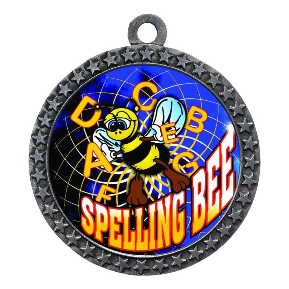 2-1/2 Inch Die-Cast Metal Award Medallion with Antique Silver Finish and Attached 2 Inch Full Color Laminated Sport Insert.