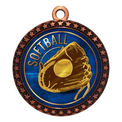 2-1/2 Inch Die-Cast Metal Award Medallion with Antique Bronze Finish and Attached 2 Inch Full Color Laminated Sport Insert.