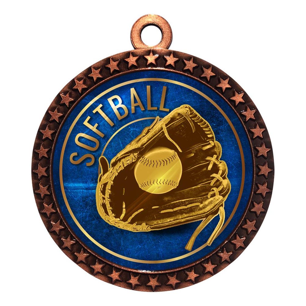 2-1/2 Inch Die-Cast Metal Award Medallion with Antique Bronze Finish and Attached 2 Inch Full Color Laminated Sport Insert.