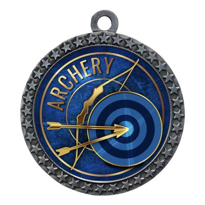 2-1/2 Inch Die-Cast Metal Award Medallion with Antique Silver Finish and Attached 2 Inch Full Color Laminated Sport Insert.