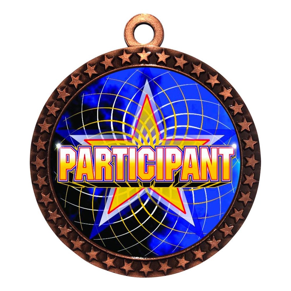 2-1/2 Inch Die-Cast Metal Award Medallion with Antique Bronze Finish and Attached 2 Inch Full Color Laminated Sport Insert.