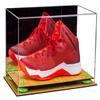 Better Display Cases Acrylic Large Shoe Display Case for Basketball Shoe Soccer Cleat Football Cleat with Mirror, Green Risers and Wood Base (A013-GRR) view 1