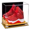 Better Display Cases Acrylic Large Shoe Display Case for Basketball Shoe Soccer Cleat Football Cleat with Mirror, White Risers and Wood Base (A013-WR) view 1