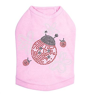 Daisies with Lady Bugs - Dog Shirt, XL Pink