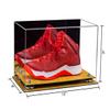 Better Display Cases Acrylic Large Shoe Display Case for Basketball Shoe Soccer Cleat Football Cleat with Mirror, Silver Risers and Wood Base (A013-SR) view 2