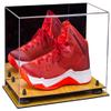 Better Display Cases Acrylic Large Shoe Display Case for Basketball Shoe Soccer Cleat Football Cleat with Mirror, Black Risers and Wood Base (A013-BR) view 1