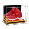 Better Display Cases Acrylic Large Shoe Display Case for Basketball Shoe Soccer Cleat Football Cleat with Mirror, Black Risers and Wood Base (A013-BR) view 2