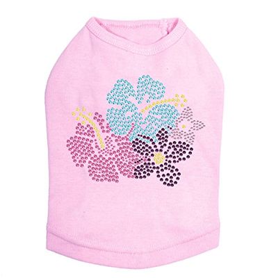 Pink, Blue & Purple Hibiscus - Dog Shirt, 4XL Pink
