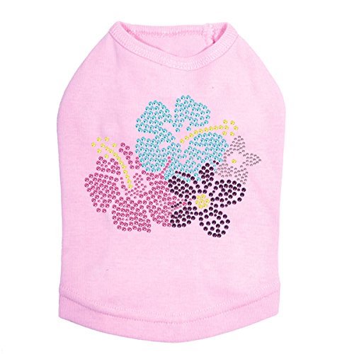 Pink, Blue & Purple Hibiscus - Dog Shirt, 4XL Pink