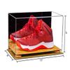 Better Display Cases Acrylic Large Shoe Display Case for Basketball Shoe Soccer Cleat Football Cleat with Mirror, Orange Risers and Wood Base (A013-OR) view 3