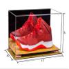 Better Display Cases Acrylic Large Shoe Display Case for Basketball Shoe Soccer Cleat Football Cleat with Mirror, Pink Risers and Wood Base (A013-PNR) view 2