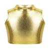 FEESHOW Big Girls' Metallic Racer Back Sports Bra Tops Gymnastics Ballet Dance Stage Performance Crop Tops Tank Gold 13-14 view 1