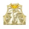 FEESHOW Big Girls' Metallic Racer Back Sports Bra Tops Gymnastics Ballet Dance Stage Performance Crop Tops Tank Gold 13-14 view 3