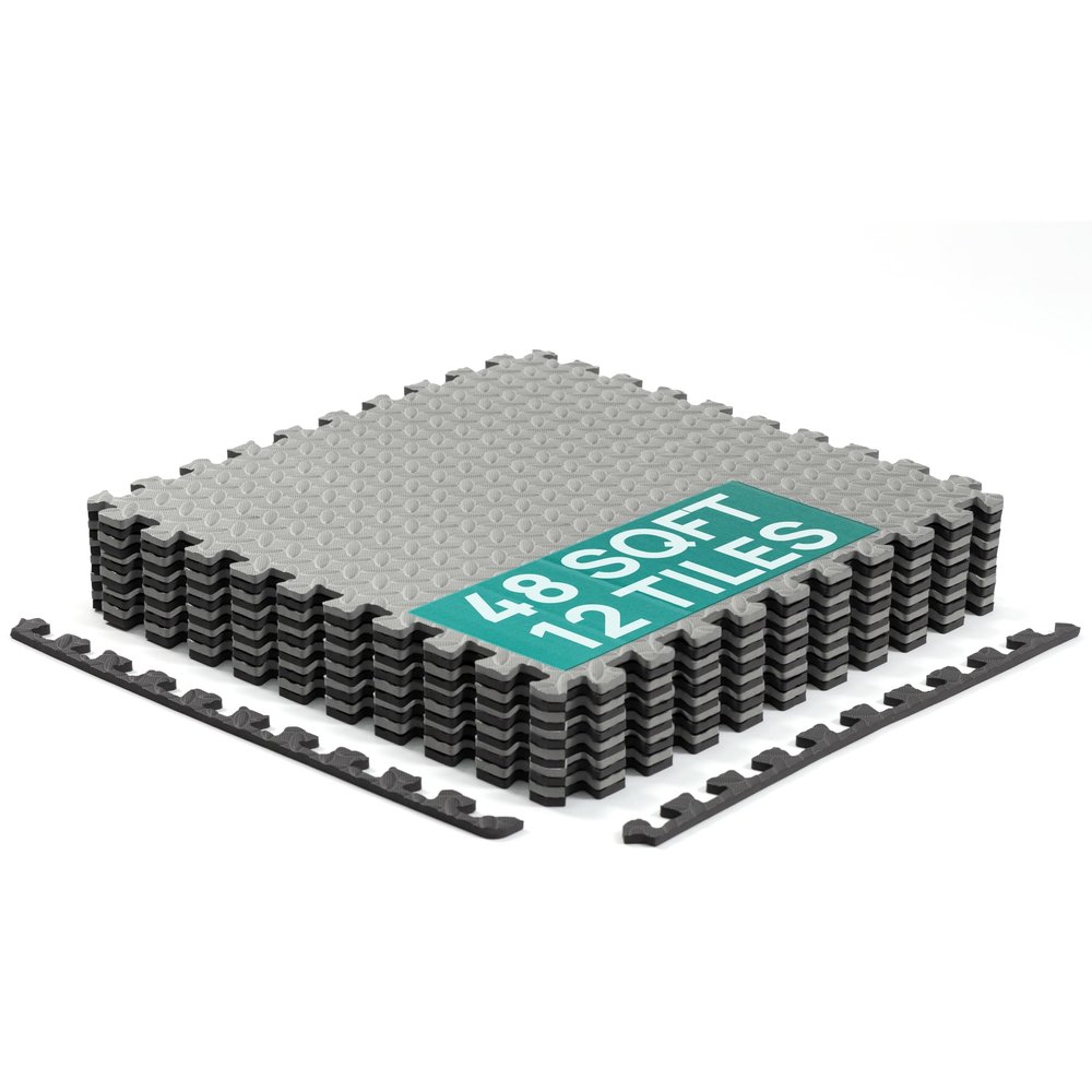 Yes4All EVA Interlocking Mats, Puzzle Floor Tiles, Foam Floor Padding with Border for Furniture, Home Space, Living Room, Garage 24,48,120 SQFT