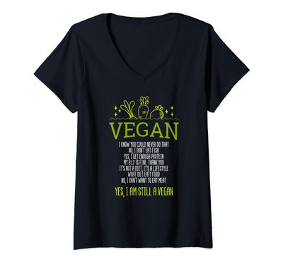 Womens Funny Vegan Answer V-Neck T-Shirt