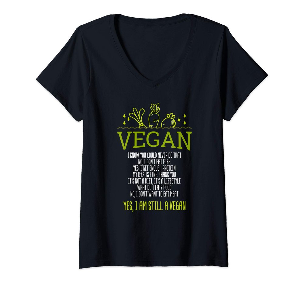 Womens Funny Vegan Answer V-Neck T-Shirt