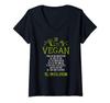 Womens Funny Vegan Answer V-Neck T-Shirt view 1