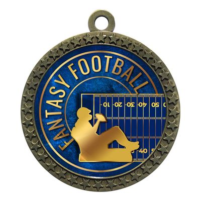 2-1/2 Inch Die-Cast Metal Award Medallion with Antique Gold Finish and Attached 2 Inch Full Color Laminated Sport Insert.