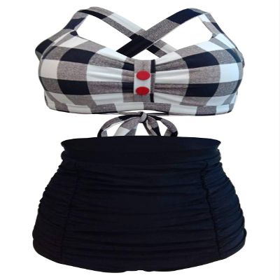 Women's Floral Halter High Waist Bikini Swimsuit Floral Printing Bathing Suits 2 Pieces