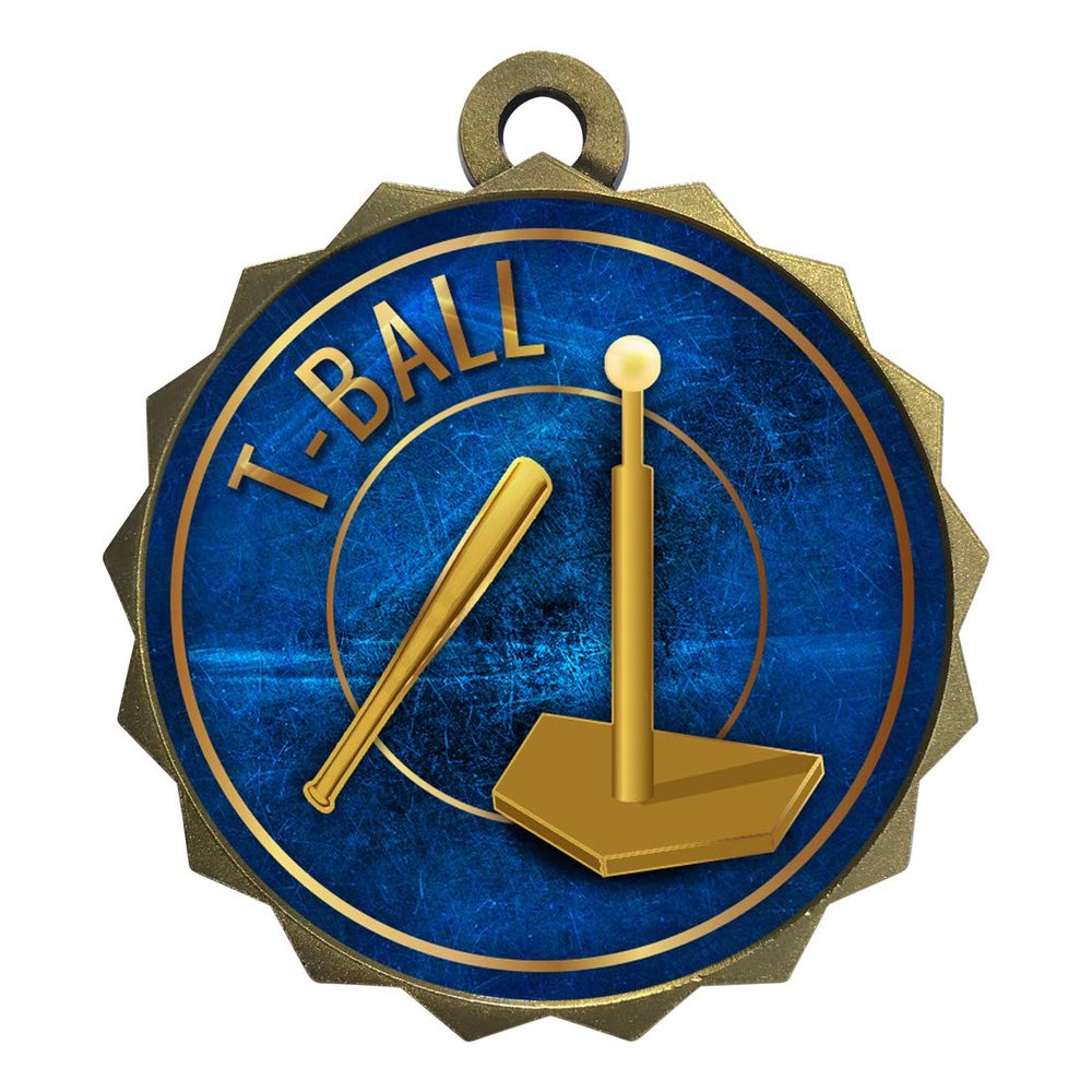 2-1/4 Inch Die-Cast Metal Award Medallion with Antique Gold Finish and Attached 2 Inch Full Color Laminated Sport Insert.