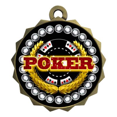 2-1/4 Inch Die-Cast Metal Award Medallion with Antique Gold Finish and Attached 2 Inch Full Color Laminated Sport Insert.