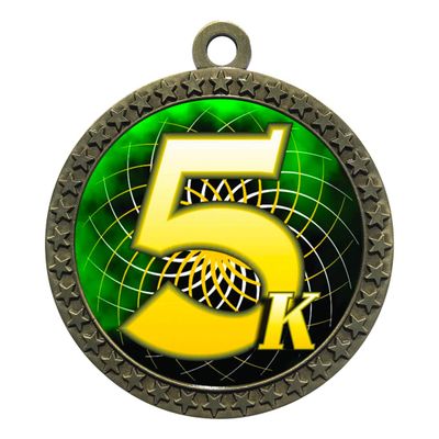 2-1/2 Inch Die-Cast Metal Award Medallion with Antique Gold Finish and Attached 2 Inch Full Color Laminated Sport Insert.