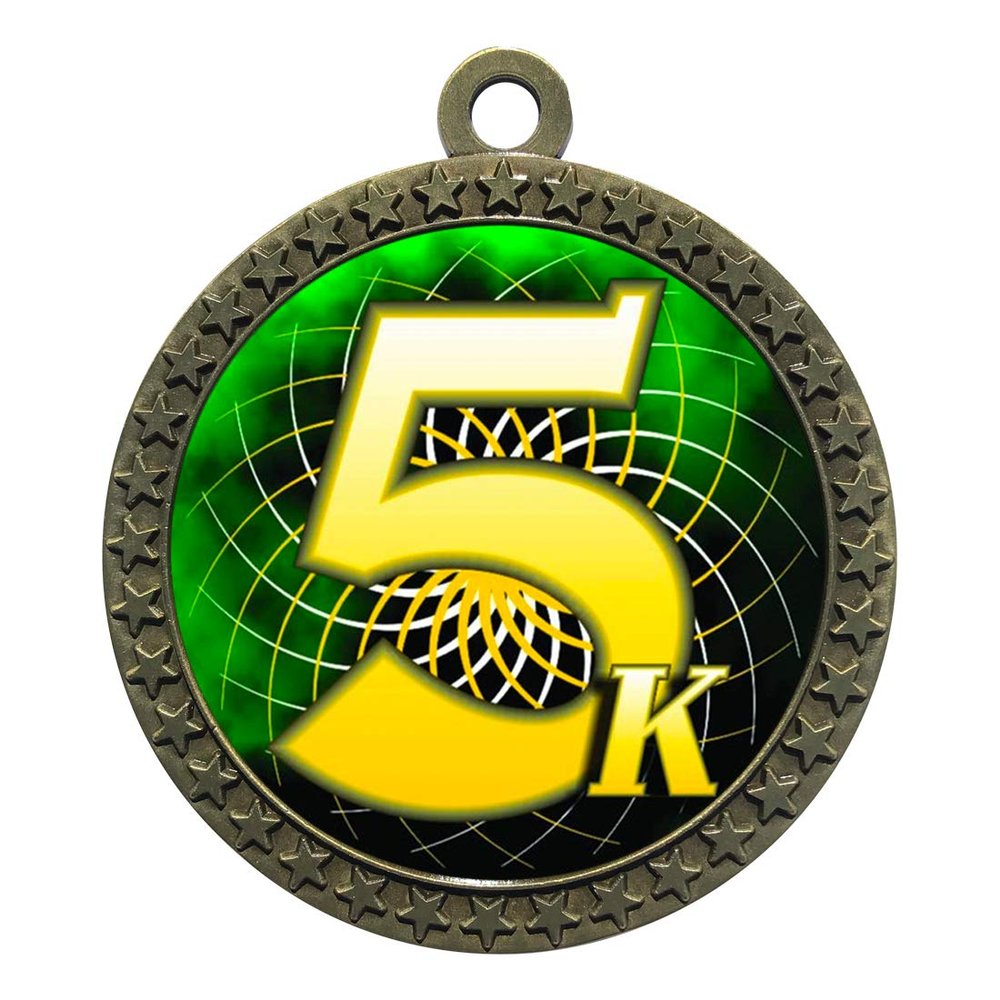 2-1/2 Inch Die-Cast Metal Award Medallion with Antique Gold Finish and Attached 2 Inch Full Color Laminated Sport Insert.