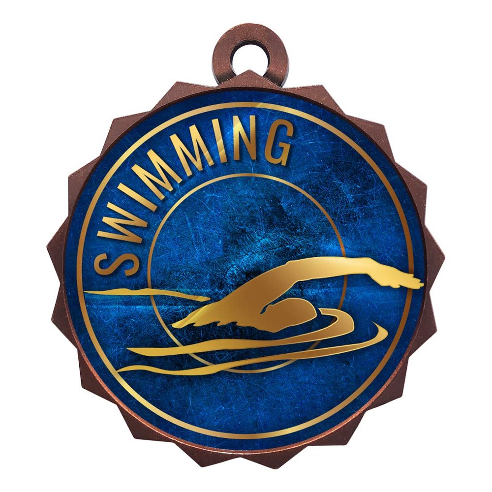 2-1/4 Inch Die-Cast Metal Award Medallion with Antique Bronze Finish and Attached 2 Inch Full Color Laminated Sport Insert.