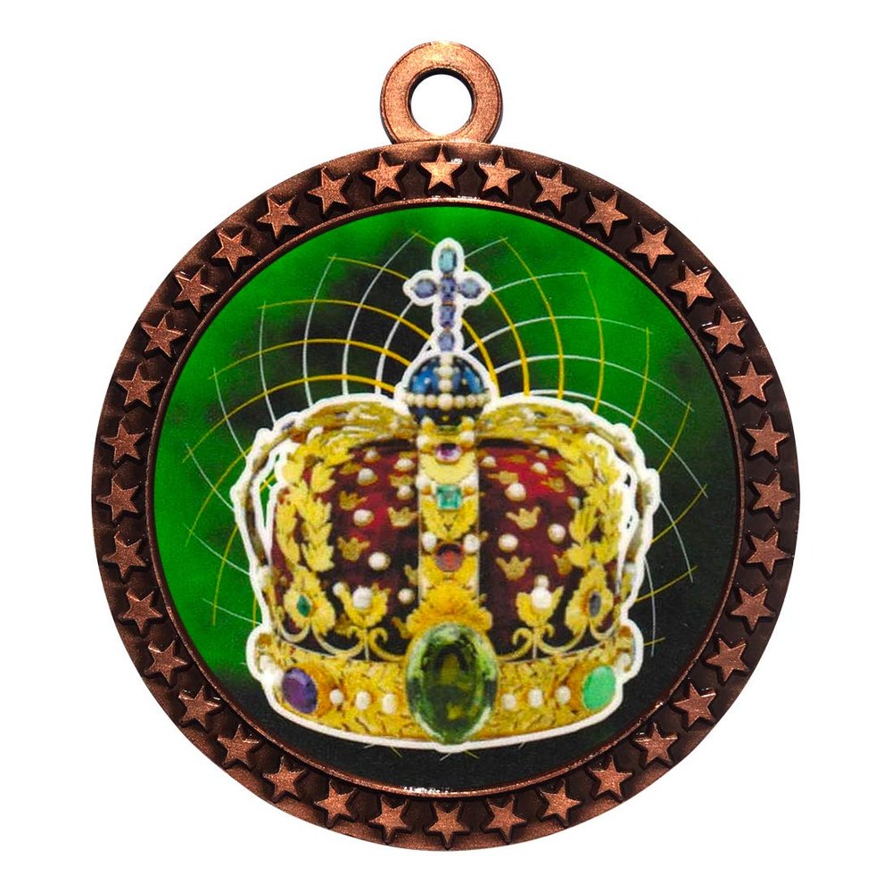 2-1/2 Inch Die-Cast Metal Award Medallion with Antique Bronze Finish and Attached 2 Inch Full Color Laminated Sport Insert.