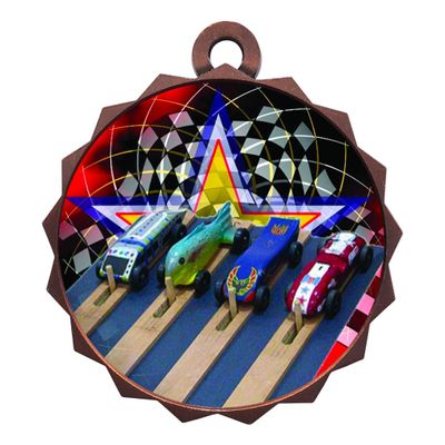 2-1/4 Inch Die-Cast Metal Award Medallion with Antique Bronze Finish and Attached 2 Inch Full Color Laminated Sport Insert.