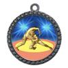 2-1/2 Inch Die-Cast Metal Award Medallion with Antique Silver Finish and Attached 2 Inch Full Color Laminated Sport Insert. view 1