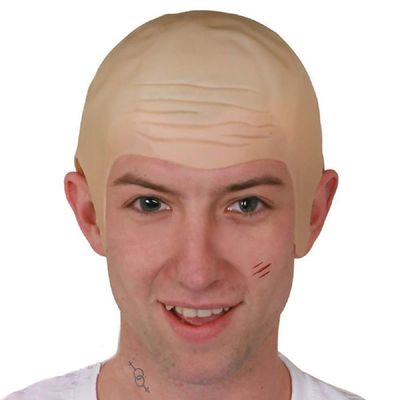 Auto-plaza Thick Bald Skin Head Hairless Fake Skull Wig Cap Fancy Dress Costume Cosplay Hat For Men Ladies Halloween Party