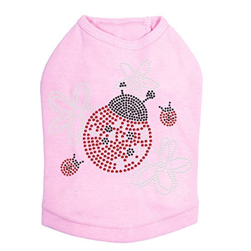 Daisies with Lady Bugs - Dog Shirt, L Pink