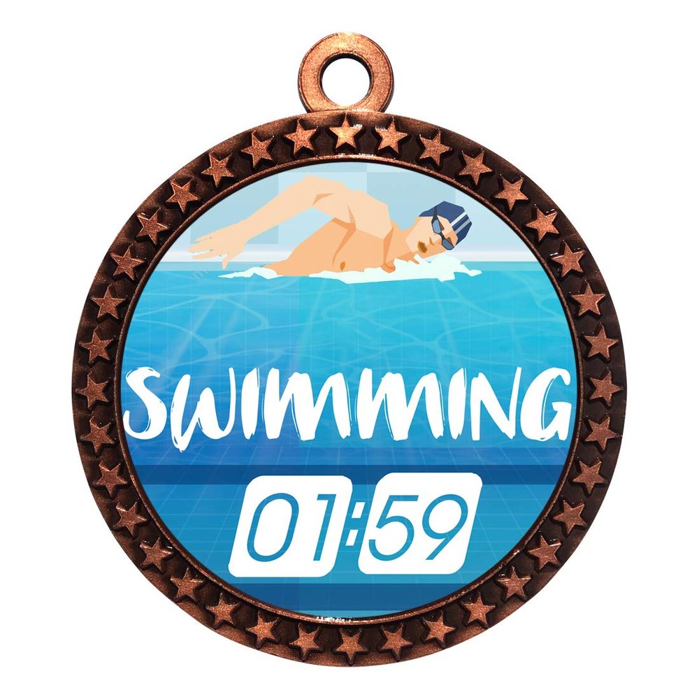 2-1/2 Inch Die-Cast Metal Award Medallion with Antique Bronze Finish and Attached 2 Inch Full Color Laminated Sport Insert.