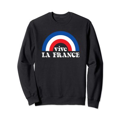 Vintage 70s Rainbow French Flag Retro Vive La France Sweatshirt