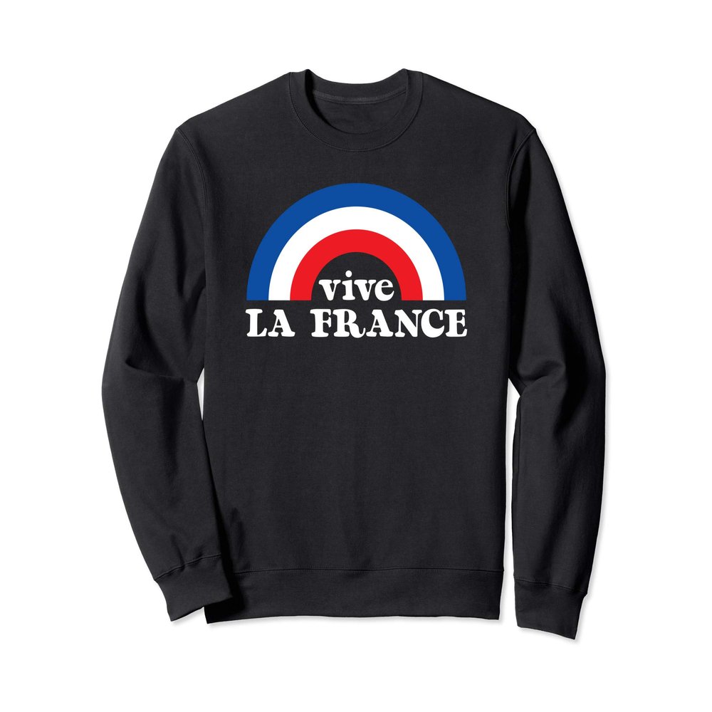 Vintage 70s Rainbow French Flag Retro Vive La France Sweatshirt