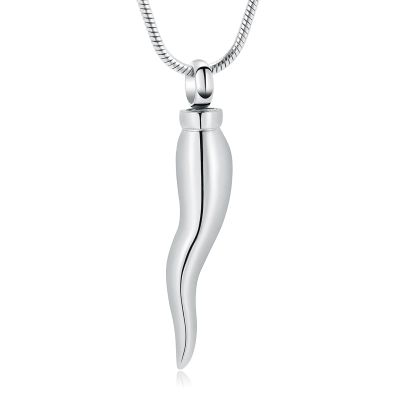 AIWENXI Italian Horn Urn Necklace for Ashes Cremation Jewelry for Women Men Stainless Steel Memorial Necklaces Ash Holder for Human Pets Keepsake Jewelry for Loved Ones with Fill Tool,Silver