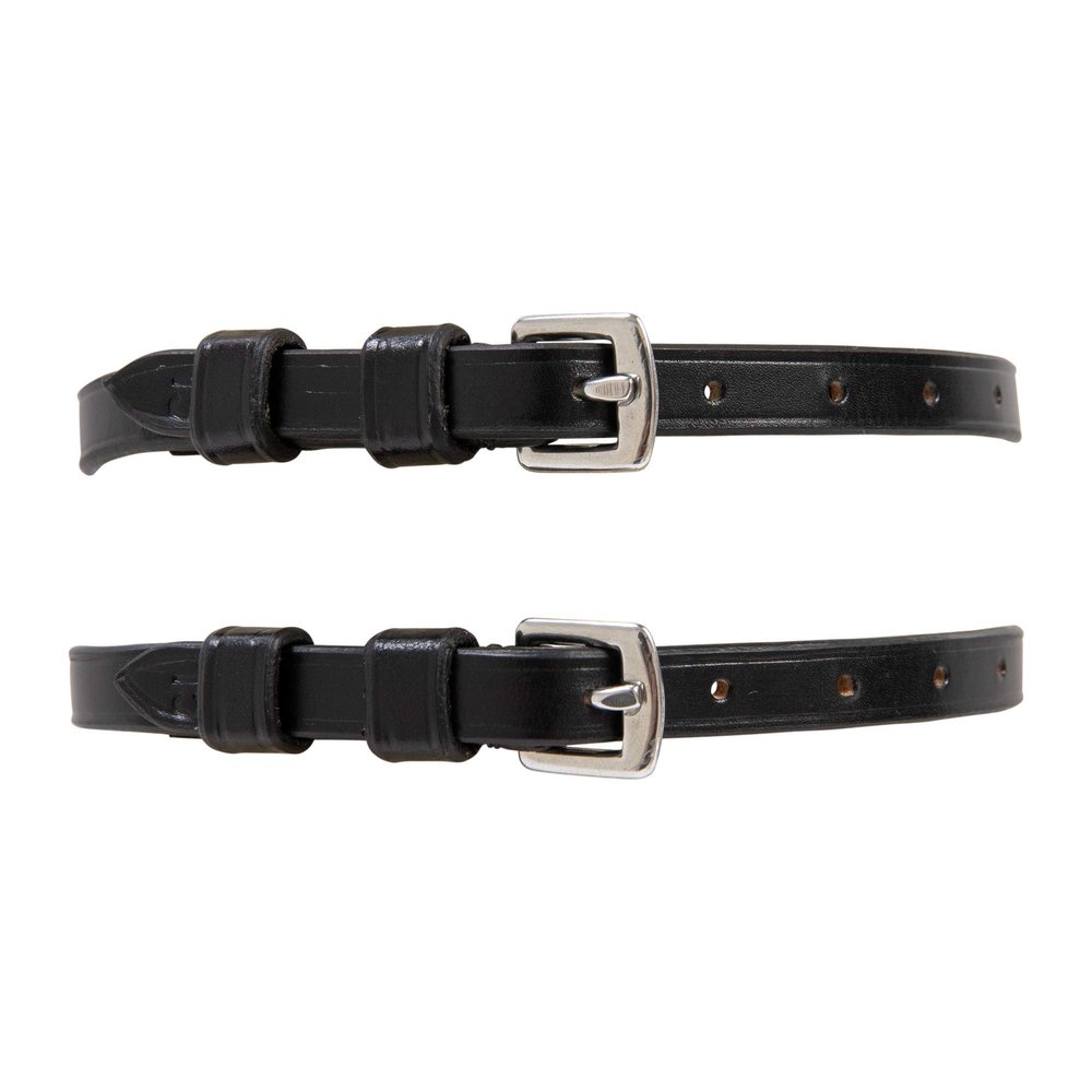 Huntley Equestrian Premium English Leather Spur Straps (Black, 20" Inches Long)