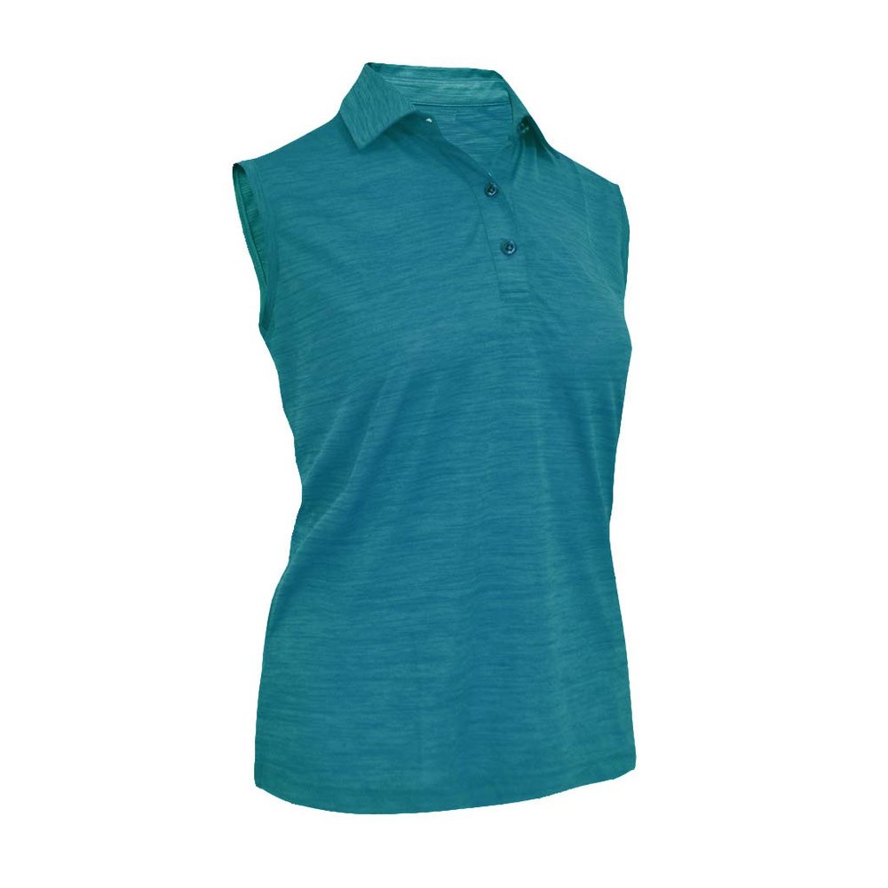 Monterey Club Women's Melange Jersey Performance Sport Shirt Sleeveless #2423 (Algiers Blue, Large)