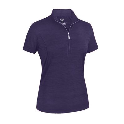 Monterey Club Women's Melange Jersey Performance Sport Top #2362 (Navy, Medium)