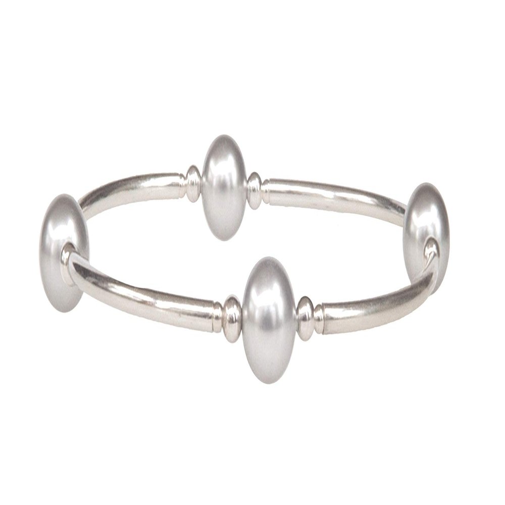 Made As Intended Smaller Bead Silver Pearl Blessing Bracelet, Large Size