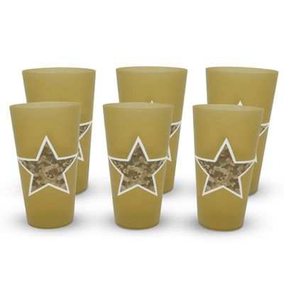 eXpace 32 oz Plastic Tumblers Stadium Cups, Military Tan, 6 Pack