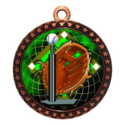 2-1/2 Inch Die-Cast Metal Award Medallion with Antique Bronze Finish and Attached 2 Inch Full Color Laminated Sport Insert.