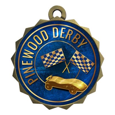 2-1/4 Inch Die-Cast Metal Award Medallion with Antique Gold Finish and Attached 2 Inch Full Color Laminated Sport Insert.