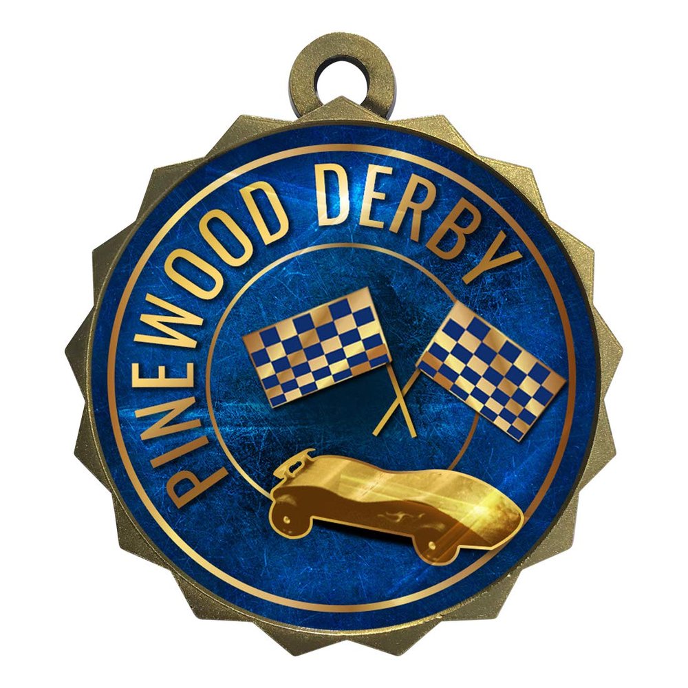 2-1/4 Inch Die-Cast Metal Award Medallion with Antique Gold Finish and Attached 2 Inch Full Color Laminated Sport Insert.