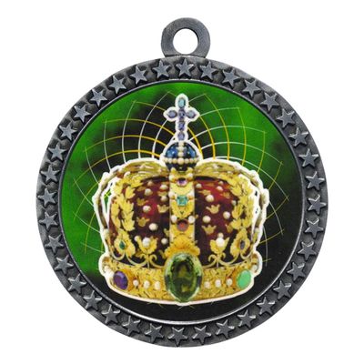 2-1/2 Inch Die-Cast Metal Award Medallion with Antique Silver Finish and Attached 2 Inch Full Color Laminated Sport Insert.